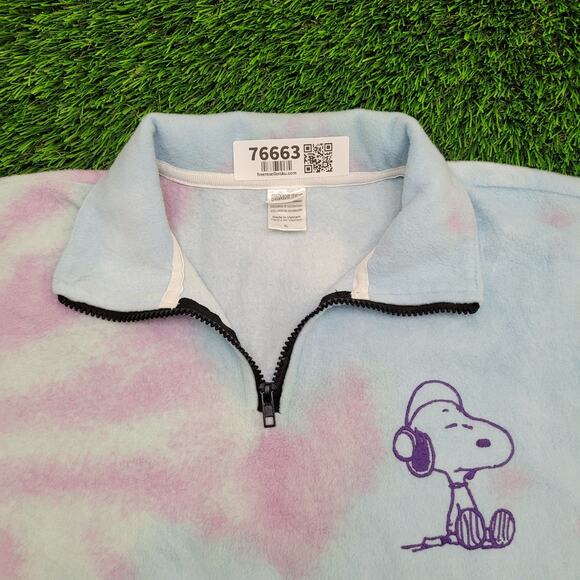 Peanuts 1/4-Zip Fleece Sweater Womens XL 23x21 Crop - Picture 14 of 16
